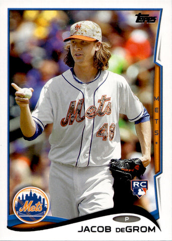 2014 Jacob deGrom Topps SP POINTING VARIATION ROOKIE RC #US-50 New York Mets