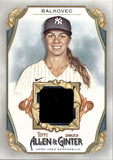 2022 Rachel Balkovec Topps Allen & Ginter JERSEY RELIC #AGRB-RBA New York Yankees
