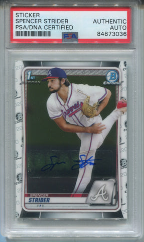 2020 Spencer Strider Bowman Chrome Draft 1ST BOWMAN PSA DNA AUTHENTIC STICKER AUTO AUTOGRAPH #BD-20 Atlanta Braves 3036
