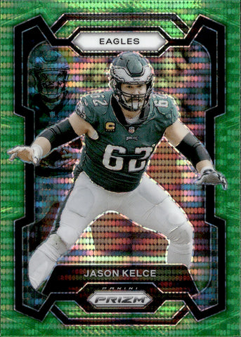 2023 Jason Kelce Panini Prizm NEON GREEN PULSAR #245 Philadelphia Eagles