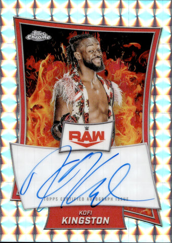 2025 Kofi Kingston Topps Chrome GEOMETRIC REFRACTOR RED BRAND AUTO AUTOGRAPH #RBA-KOF Monday Night Raw