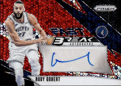 2024-25 Rudt Gobert Panini Prizm RED FAST BRK AUTO 10/99 AUTOGRAPH #FB-RDG Minnesota Timberwolves