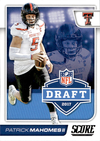 2017 Patrick Mahomes Panini Score NFL DRAFT ROOKIE RC #2 Kansas City Chiefs