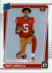 2021 Trey Lance Donruss Optic HOLO SILVER SP VARIATION RATED ROOKIE RC #203 San Francisco 49ers