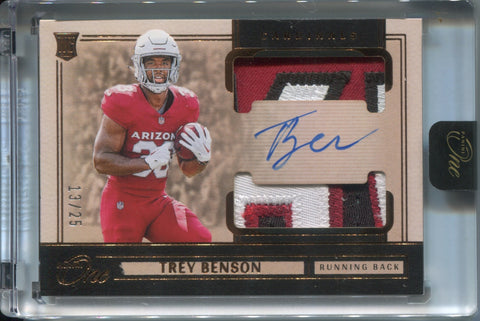 2024 Trey Benson Panini One BRONZE ROOKIE DUAL PATCH AUTO 13/25 AUTOGRAPH RELIC #46 Arizona Cardinals