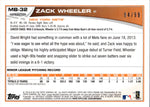 2013 Zack Wheeler Topps Chrome Update BLACK REFRACTOR ROOKIE 84/99 RC #MB-32 New York Mets