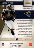 2011 Austin Pettis Donruss Threads ROOKIE CLASS LETTER PATCH AUTO 005/450 AUTOGRAPH RELIC #275 St. Louis Rams