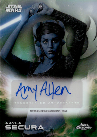 2025 Amy Allen as Aayla Secura Topps Chrome Star Wars REFRACTOR AUTO AUTOGRAPH #A-AM Attack of the Clones