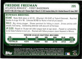 2011 Freddie Freeman Bowman ROOKIE RC #205 Atlanta Braves 17