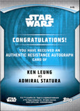 2020 Ken Leung as Admiral Statura Autograph Topps Chrome Star Wars Perspectives #A-KL PRISM REFRACTOR 192/250 AUTO