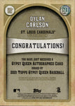 2021 Dylan Carlson Topps Gypsy Queen ROOKIE AUTO AUTOGRAPH RC #GQA-DCA St. Louis Cardinals