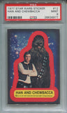1977 Han and Chewbacca Topps Star Wars STICKER PSA 9 #12 6977