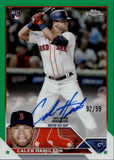 2023 Caleb Hamilton Topps Chrome ROOKIE GREEN REFRACTOR AUTO 92/99 AUTOGRAPH RC #RA-CHA Boston Red Sox