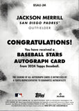 2024 Jackson Merrill Topps BASEBALL STARS ROOKIE AUTO AUTOGRAPH RC #BSAU-JM San Diego Padres
