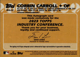 2023 Corbin Carroll Topps Industry Conference ROOKIE AUTO AUTOGRAPH RC #IPA-CC Arizona Diamondbacks