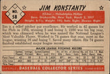 1953 Jim Konstanty Bowman Black and White #58 Philadelphia Phillies BV $60