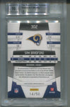 2010 Sam Bradford Panini Certified ROOKIE MIRROR BLUE TRIPLE RELIC AUTO 14/50 AUTOGRAPH RC BGS 8.5/10 #302 St. Louis Rams 8835