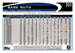 2012 Babe Ruth Topps SP LEGEND VARIATION #331 New York Yankees HOF