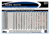 2012 Babe Ruth Topps SP LEGEND VARIATION #331 New York Yankees HOF