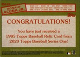 2020 Ronald Acuna Jr. Topps Series 1 JERSEY 1985 DESIGN RELIC #85R-RA Atlanta Braves