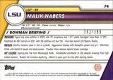 2023 Malik Nabers Bowman University Chrome 1ST BOWMAN PURPLE REFRACTOR ROOKIE 362/399 #74 New York Giants