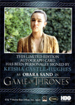 2022 Keisha Castle-Hughes as Obara Sand Rittenhouse Game of Thrones The Complete Series Volume 2 BLUE AUTO AUTOGRAPH #_KECH 1