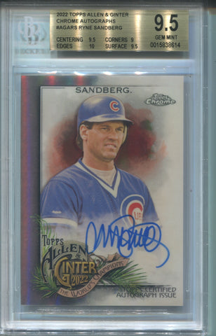 2022 Ryne Sandberg Topps Allen & Ginter Chrome AUTO AUTOGRAPH BGS 9.5 #AGARS Chicago Cubs HOF 8614