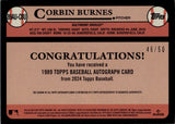 2024 Corbin Burnes Topps 1989 DESIGN GOLD BORDER AUTO 46/50 AUTOGRAPH #89AU-CBU Baltimore Orioles