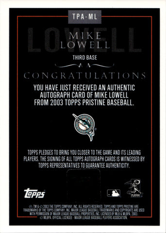  2003 Topps Pristine #86 Mike Lowell Florida Marlins Baseball  MLB : Collectibles & Fine Art