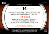 2012 Jim Rice Topps Series 1 COMMEMORATIVE RETIRED NUMBER PATCH Boston Red Sox #RN-JRI