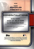 2023 Nick Gonzales Bowman Chrome 2022 AFL JUMBO JERSEY 094/150 RELIC #aflr-NG Pittsburgh Pirates