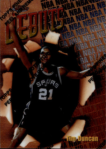 1997-98 Tim Duncan Topps Finest DEBUTS ROOKIE San Antonio Spurs #101
