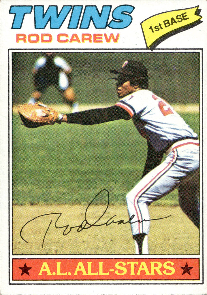 Rod Carew Autographed 1977 Topps Card #120 Minnesota Twins Auto