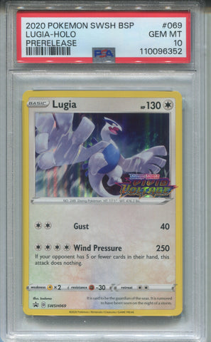 2020 Lugia Pokemon SWSH BLACK STAR PROMO PRERELEASE PSA 10 #069 6352