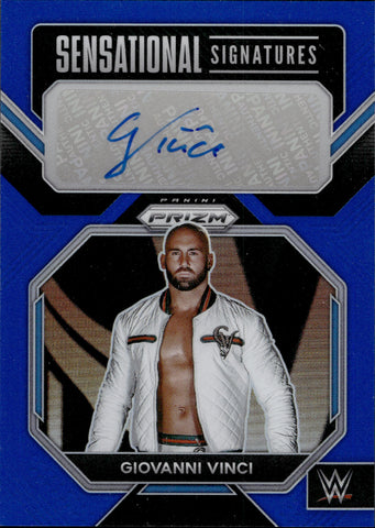 2023 Giovanni Vinci Panini Prizm WWE BLUE SENSATIONAL SIGNATURES AUTO 08/49 AUTOGRAPH #SN-GVC Friday Night Smackdown