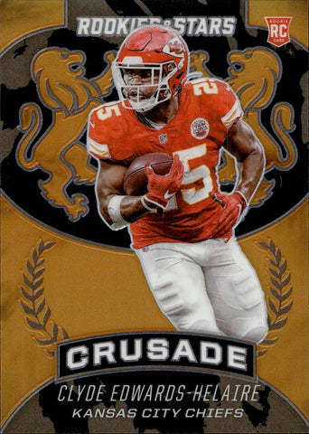 2020 Clyde Edwards-Helaire Panini Rookies & Stars ORANGE CRUSADE ROOKIE 12/25 RC #CR-11 Kansas City Chiefs