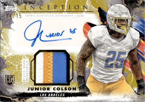 2024 Junior Colson Topps Inception ROOKIE PATCH AUTO 04/15 AUTOGRAPH RELIC #PPA-JCO Los Angeles Chargers