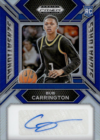 2024 Bub Carrington Panini Prizm Draft Picks BLUE ROOKIE SENSATIONAL SIGNATURES AUTO 033/149 #SS-CCG Washington Wizards