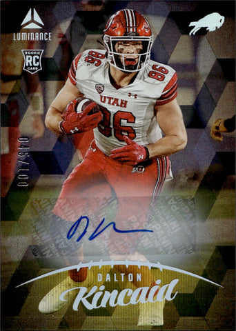 2023 Dalton Kincaid Panini Luminance ROOKIE GOLD AUTO 045/100 AUTOGRAPH RC #123 Buffalo Bills