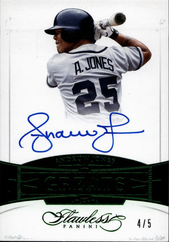 2017 Andruw Jones Panini Flawless GREEN FOIL GREATS AUTO 4/5 AUTOGRAPH #GA-AJ Atlanta Braves