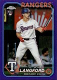 2024 Wyatt Langford Topps Chrome ROOKIE PURPLE REFRACTOR 159/250 RC #USC37 Texas Rangers