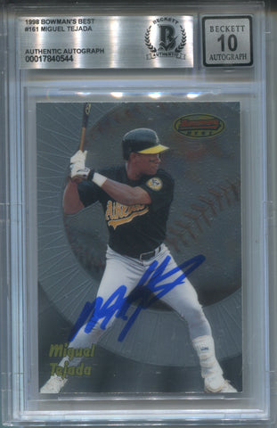 1998 Miguel Tejada Bowman's Best BAS 10 AUTO AUTOGRAPH #161 Oakland A's 0544