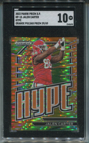 2023 Jalen Carter Panini Prizm Draft Picks ROOKIE HYPE ORANGE PULSAR 39/49 RC SGC 10 #HP-15 Philadelphia Eagles 5698