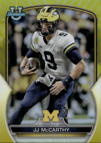 2022 J.J. McCarthy Bowman University Chrome YELLOW REFRACTOR ROOKIE 42/75 RC #48 Minnesota Vikings