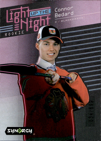 2023-24 Connor Bedard Upper Deck Synergy LIGHT UP THE NIGHT ROOKIE 634/699 RC #KN-CB Chicago Blackhawks