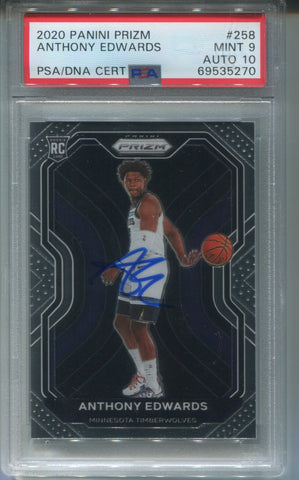 2020-21 Anthony Edwards Panini Prizm PSA/DNA CERTIFIED AUTHENTIC 9/10 AUTO AUTOGRAPH ROOKIE RC #258 Minnesota Timberwolves 5270