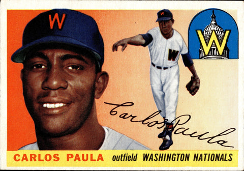 1955 Carlos Paula Topps ROOKIE RC #97 Washington Nationals BV $15