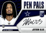 2025 Jaydon Blue Donruss Elite ROOKIE PEN PALS BLACK INK AUTO AUTOGRAPH RC #PP--JBL Dallas Cowboys