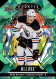 2022-23 Dylan Holloway Upper Deck Allure GREEN RAINBOW DIE BUT 03/99 #121 Edmonton Oilers