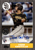2022 Ivan Castillo Topps Update BLACK ROOKIE 1987 DESIGN AUTO 161/199 AUTOGRAPH RC #87BA-IC San Diego Padres